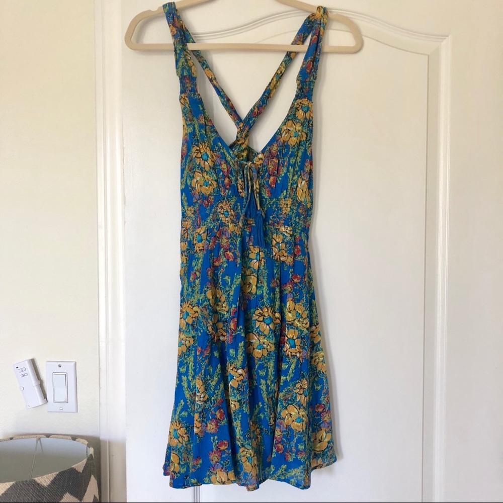 Free People bright floral mini dress